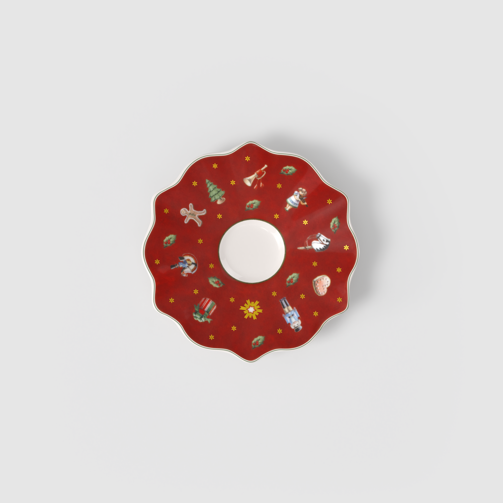 Toy's Delight Espresso cup saucer - Red, 5.2'', Premium Porcelain