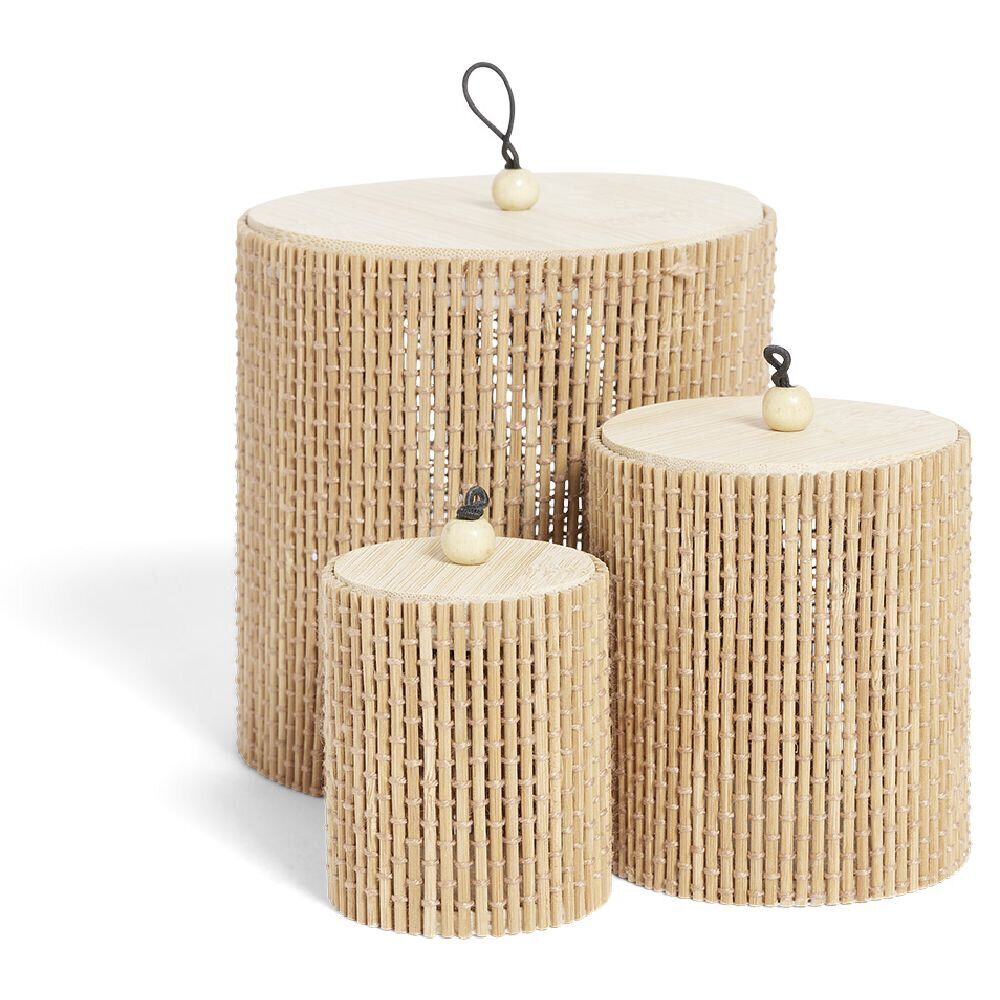 BoÎte rangement ronde en bambou x3