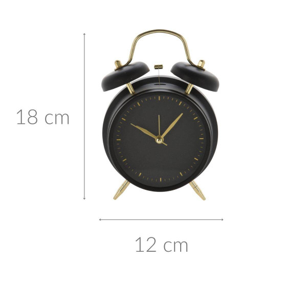 Zegar budzik w klasycznym stylu, metalowy, Ø 12 cm