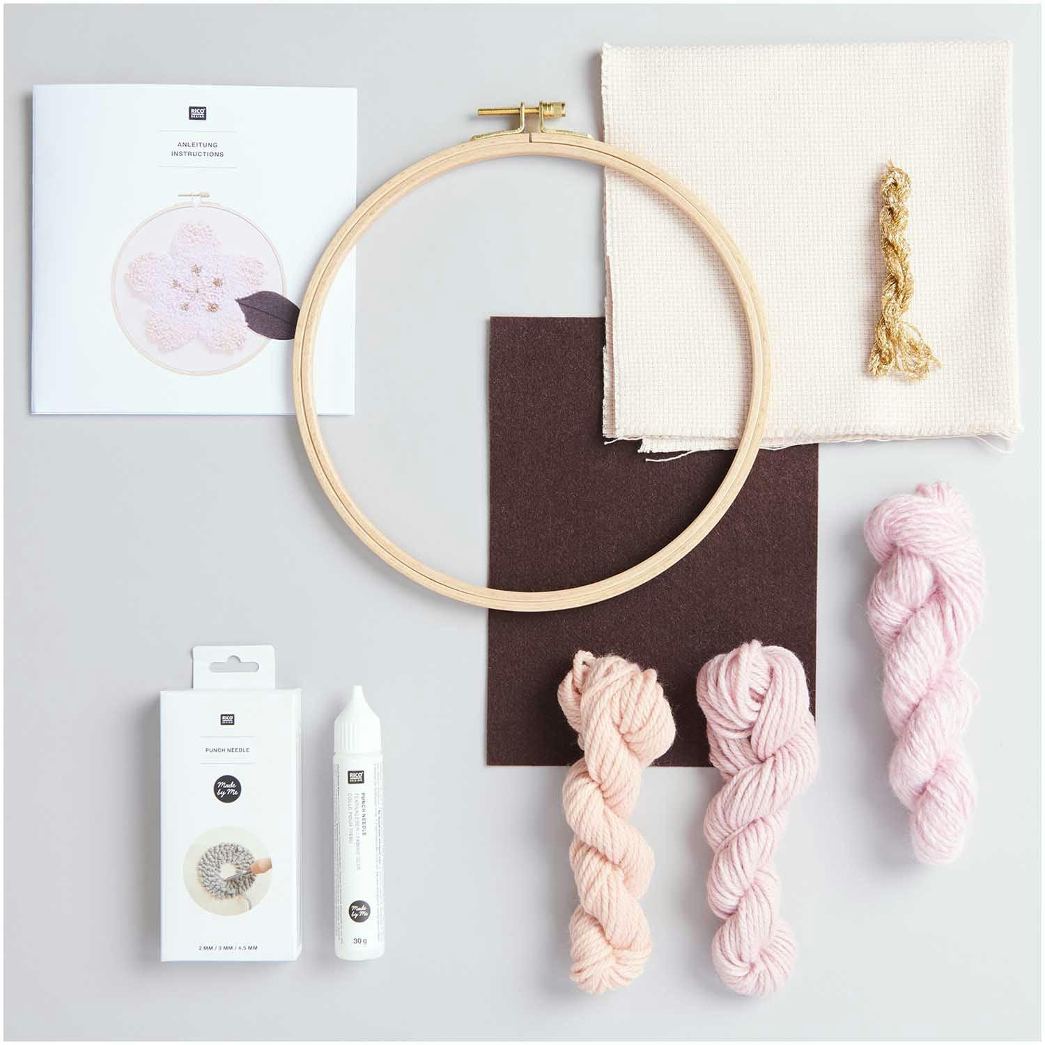 - Coffret punch needle fleur de cerisier Ø 21,5 cm