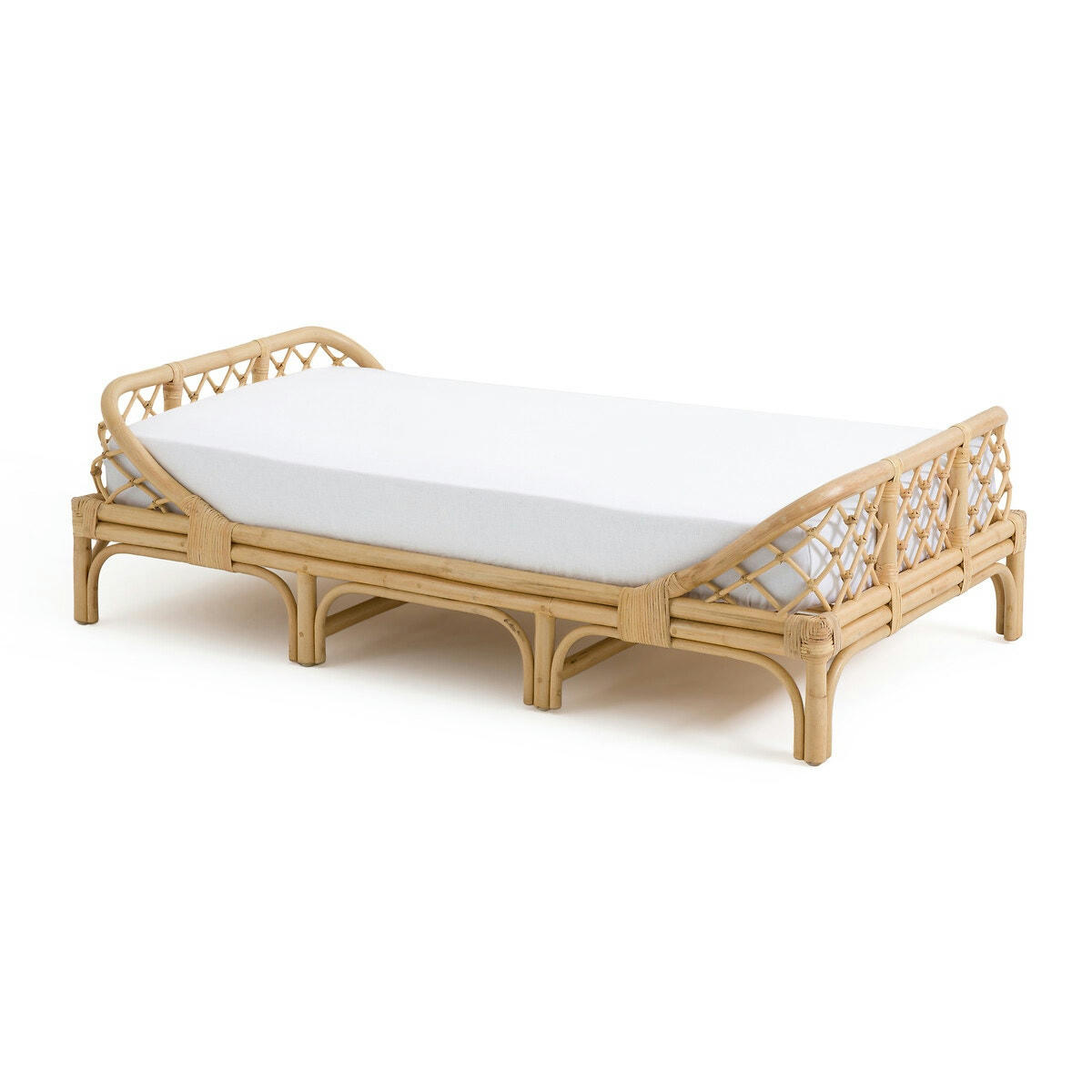 Banquette rotin avec sommier L140 cm, Katsuki
