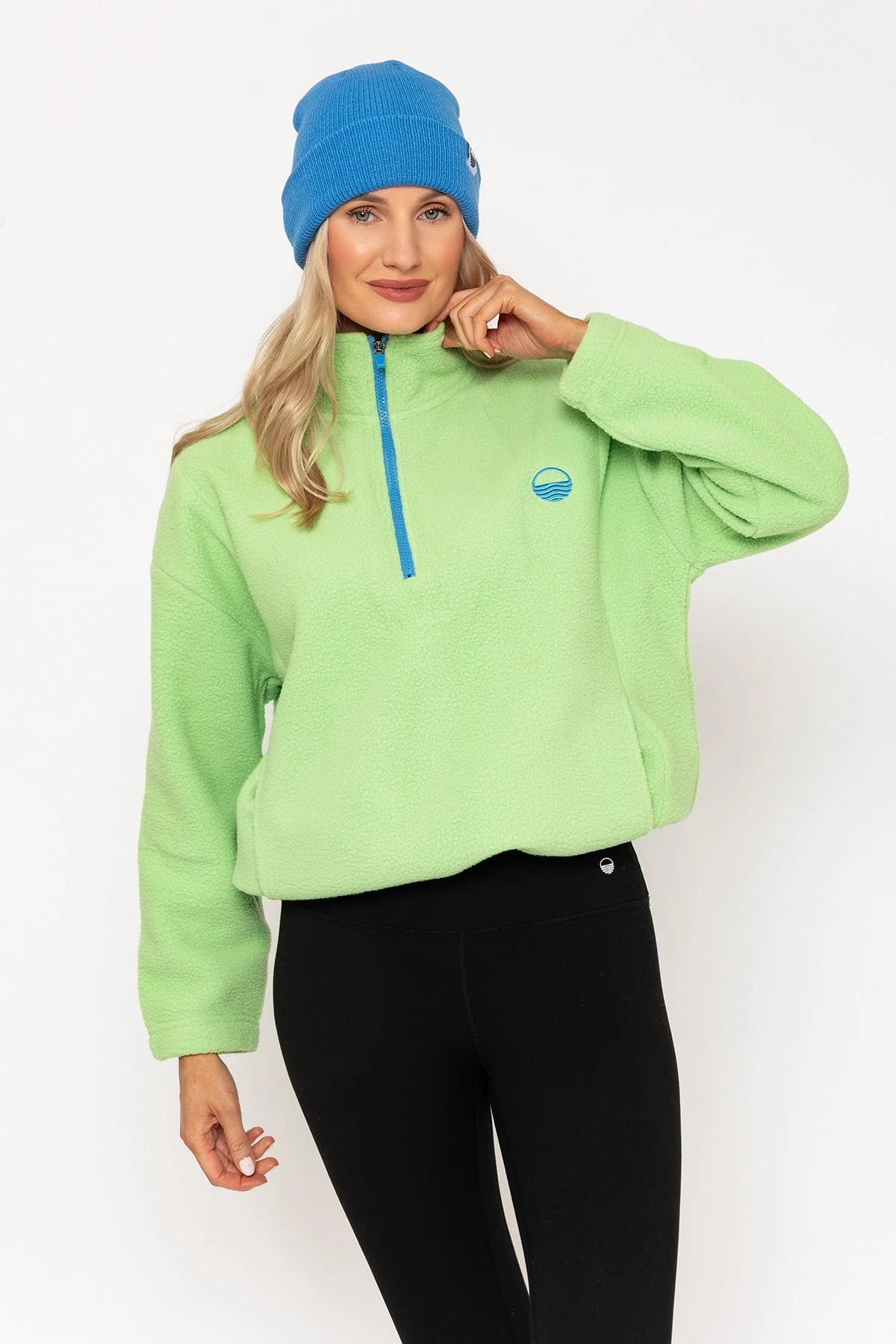 Light Green Teddy Fleece With Contrast Zip