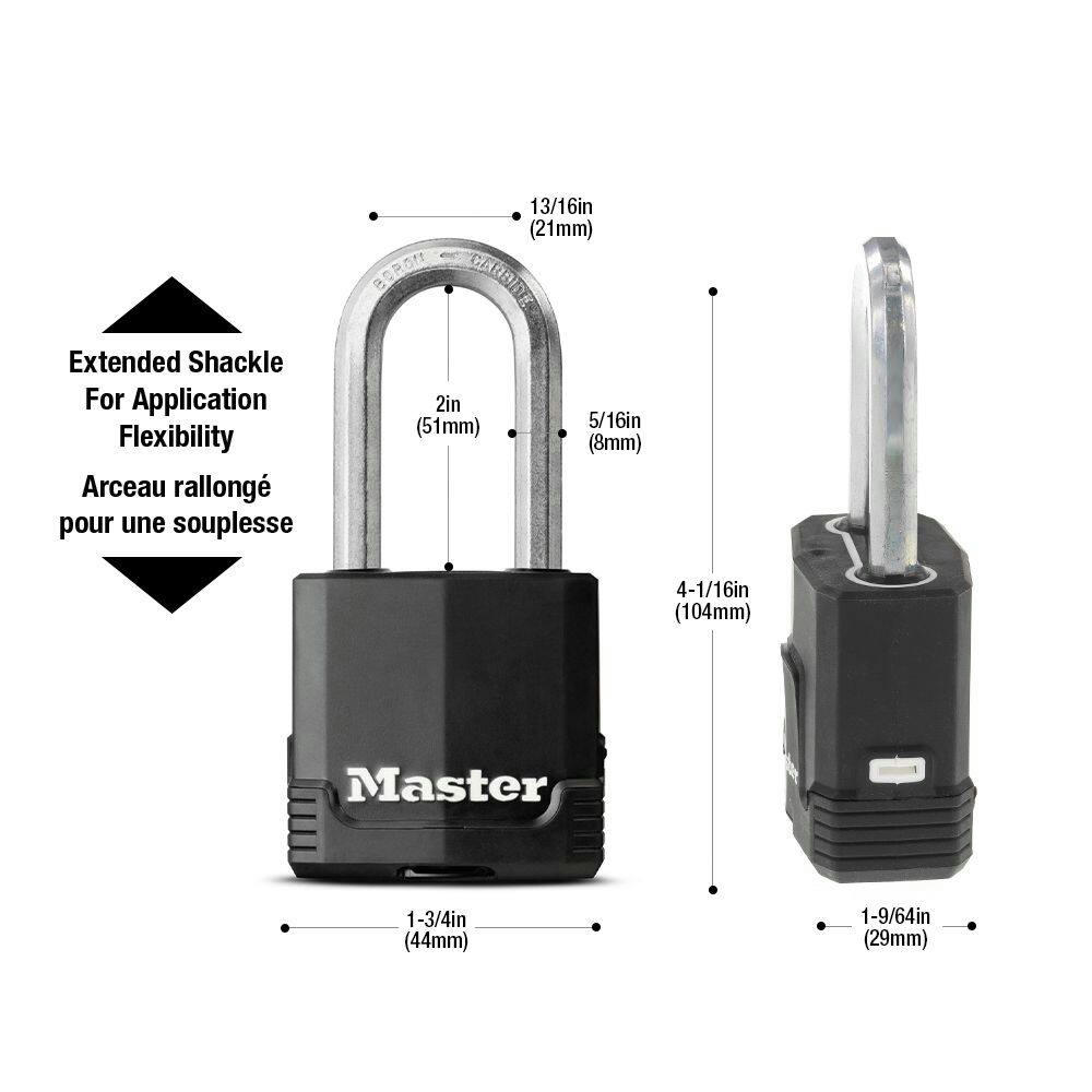 Master Lock 48mm-Wide Laminated Magnum Steel Keyed Padlock with 51mm Shackles, Black