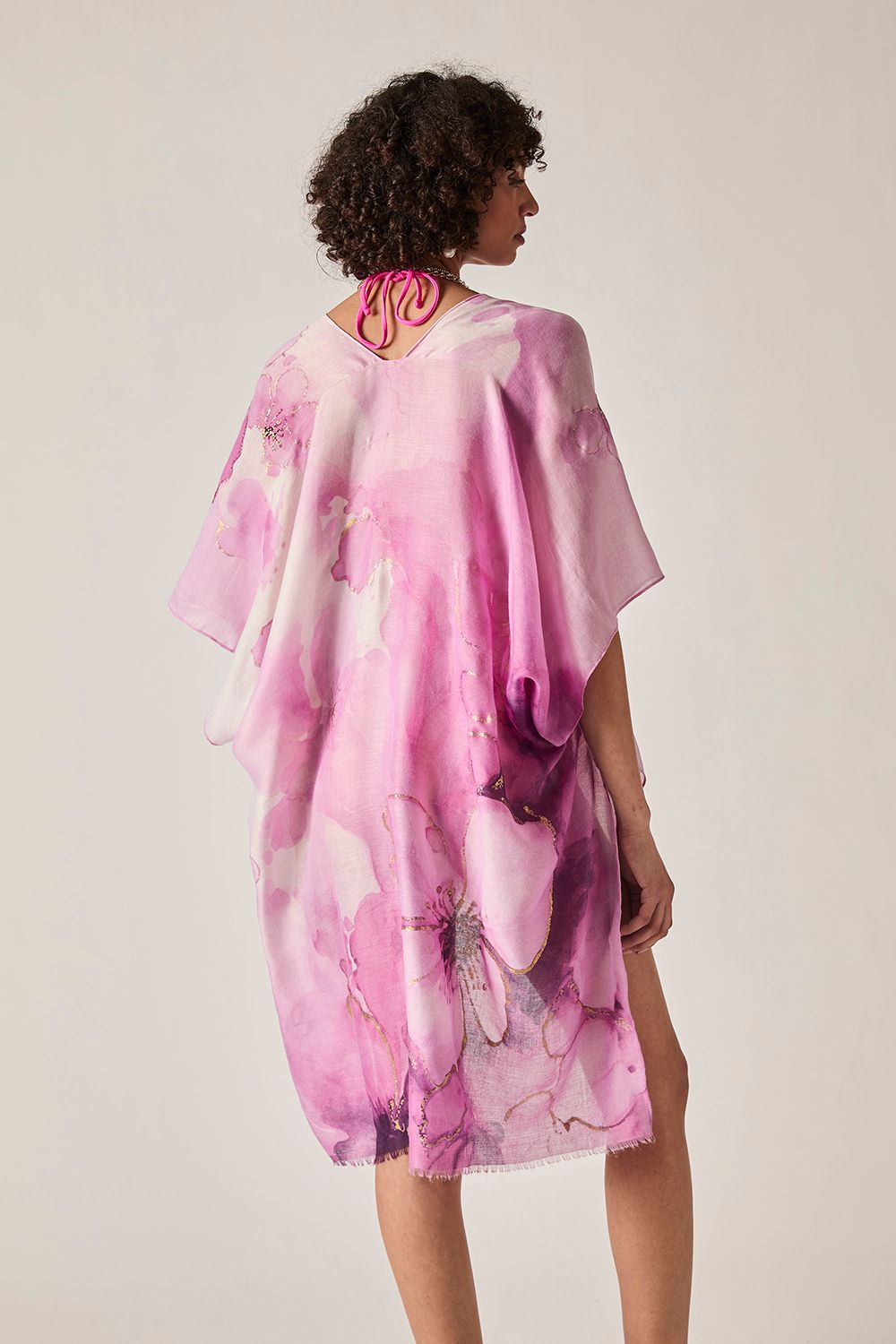 James Lakeland Pink Watercolour Floral Kaftan