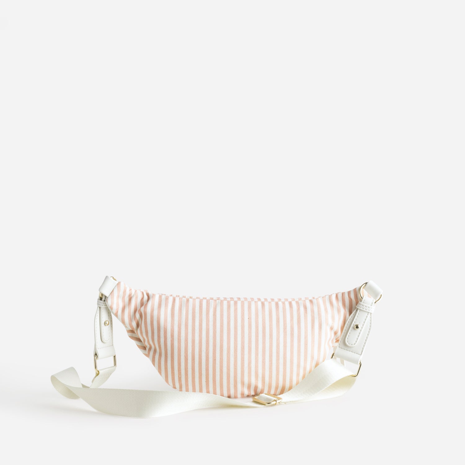 Sac-banane rose corail toile motif rayures