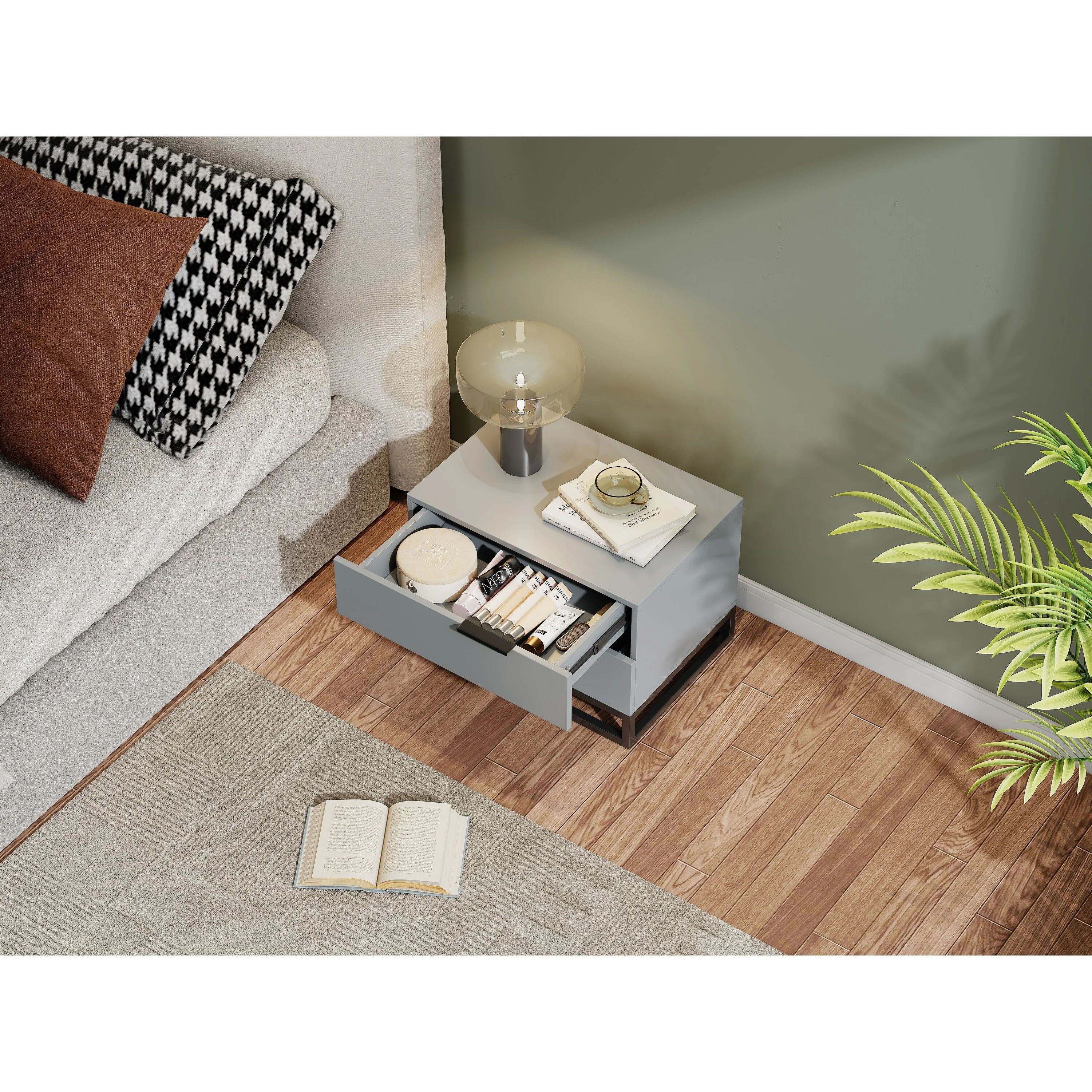 22 Nightstand with 2 Drawer, Small Dressers for Closet, Wood Storage Cabinet, Sofa Beside Table Drawer Chest