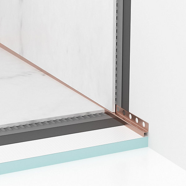 Balneo Profilé murale inclinée à droite pour douche 170cm, acier inoxydable, finition cuivre, Pente de 1,5%