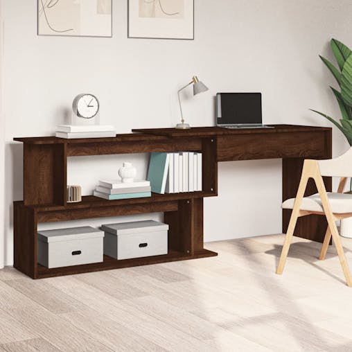 NNEVL Corner Desk Brown Oak 200x50x76 cm Engineered Wood