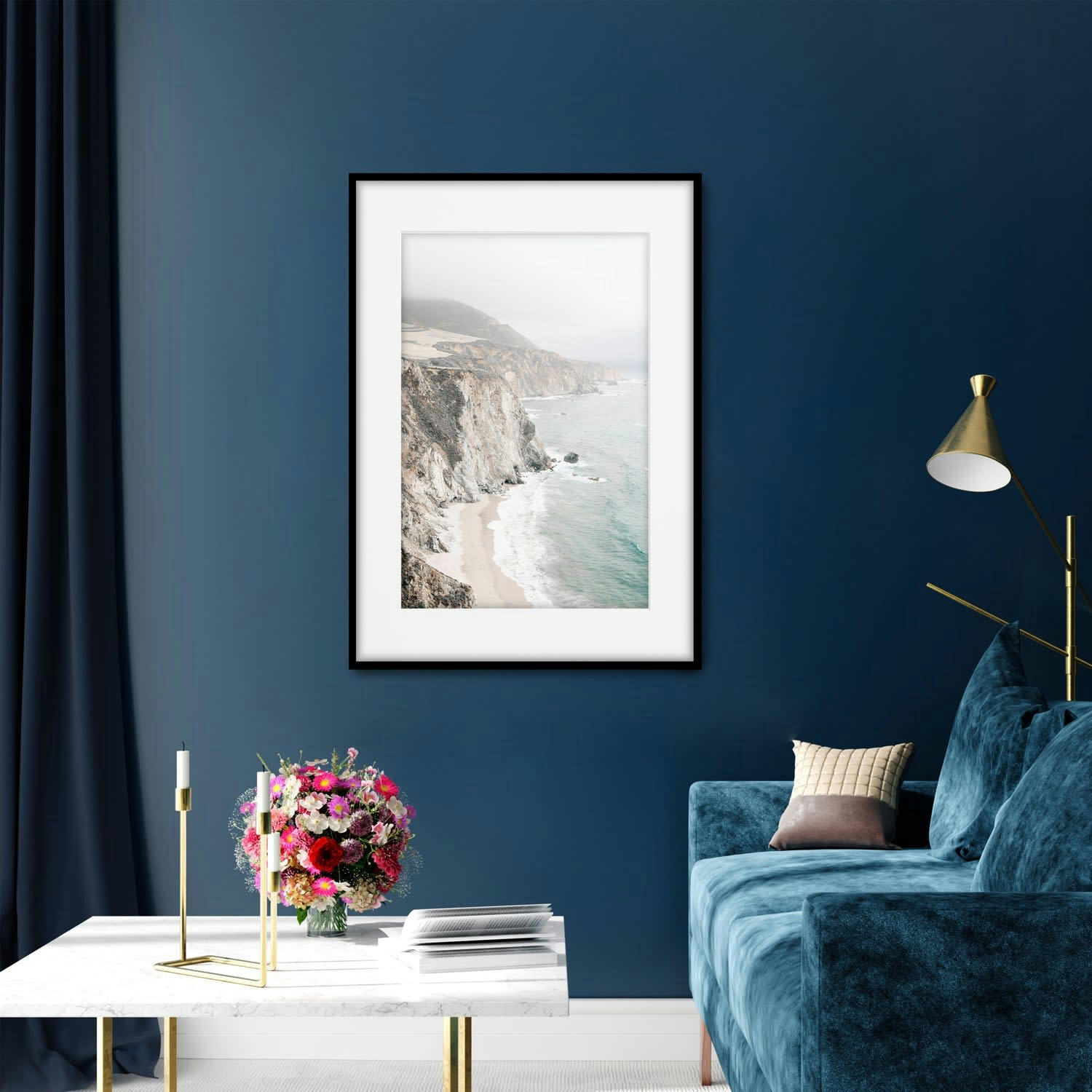PLAYA - Affiche avec cadre noir - Falaises - 30x40
