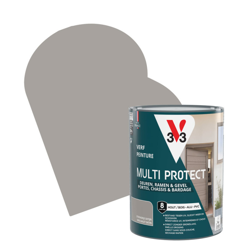 Laque Multi Protect gris galet satiné 0,75 L V33