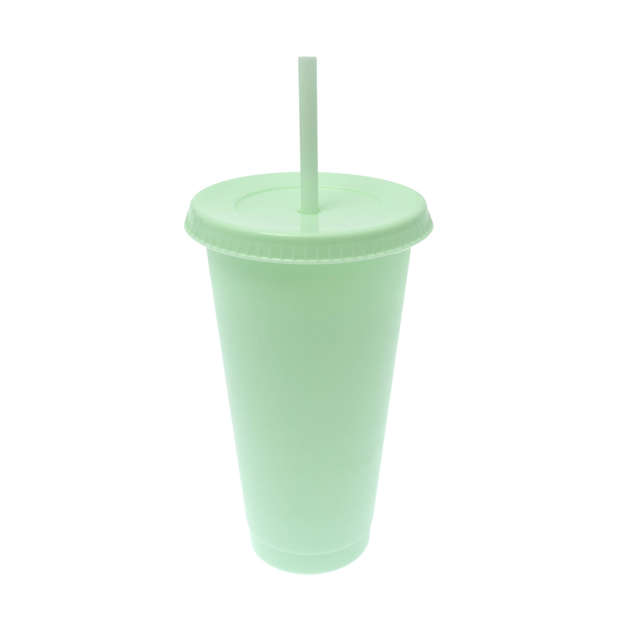 Mint Plastic Cup with Straw