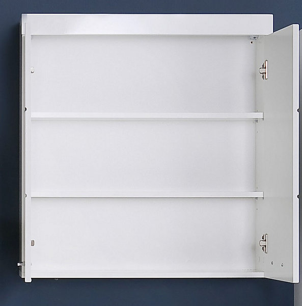 Armoire de toilette murale - 2 portes miroir -mélaminé blanc - L - H - P : 60 - 77 - 17 cm