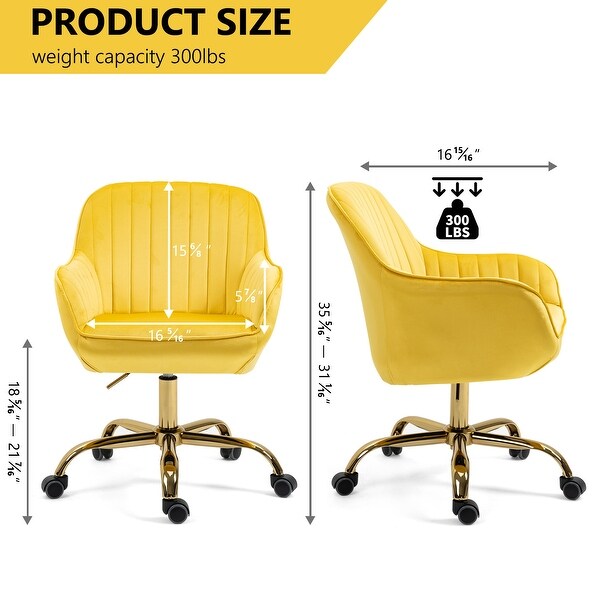 Nordic Modern Velvet Swivel Chair with Golden Base & Wheels
