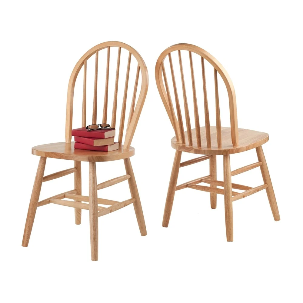 Winsome Solid Wood Windsor Chair in Natural Finish, RTA - 2 Piece Set