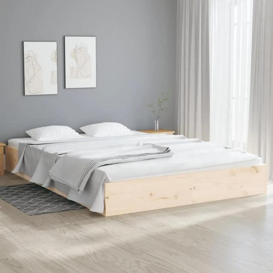 vidaXL - Bed frame pallet zonder matras - Naturel -Massief hout - 140x200 cm