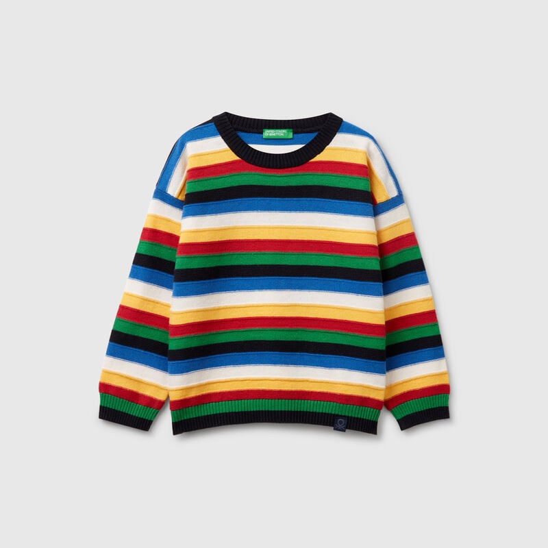 Striped sweater in cotton blend