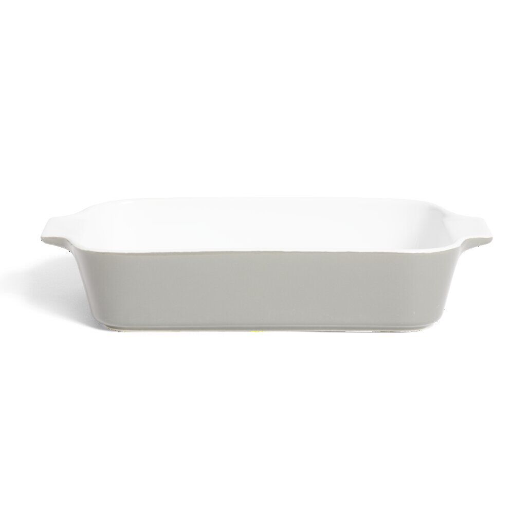 Plat à four en grès blanc et gris foncé 31x17xH6,2cm