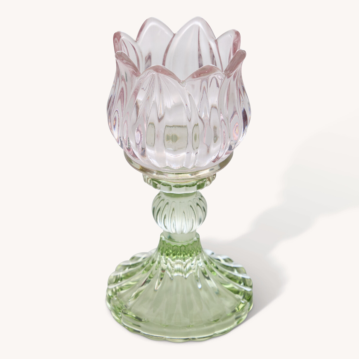 Castiçal FLEUR DE ROSE em vidro 15cm