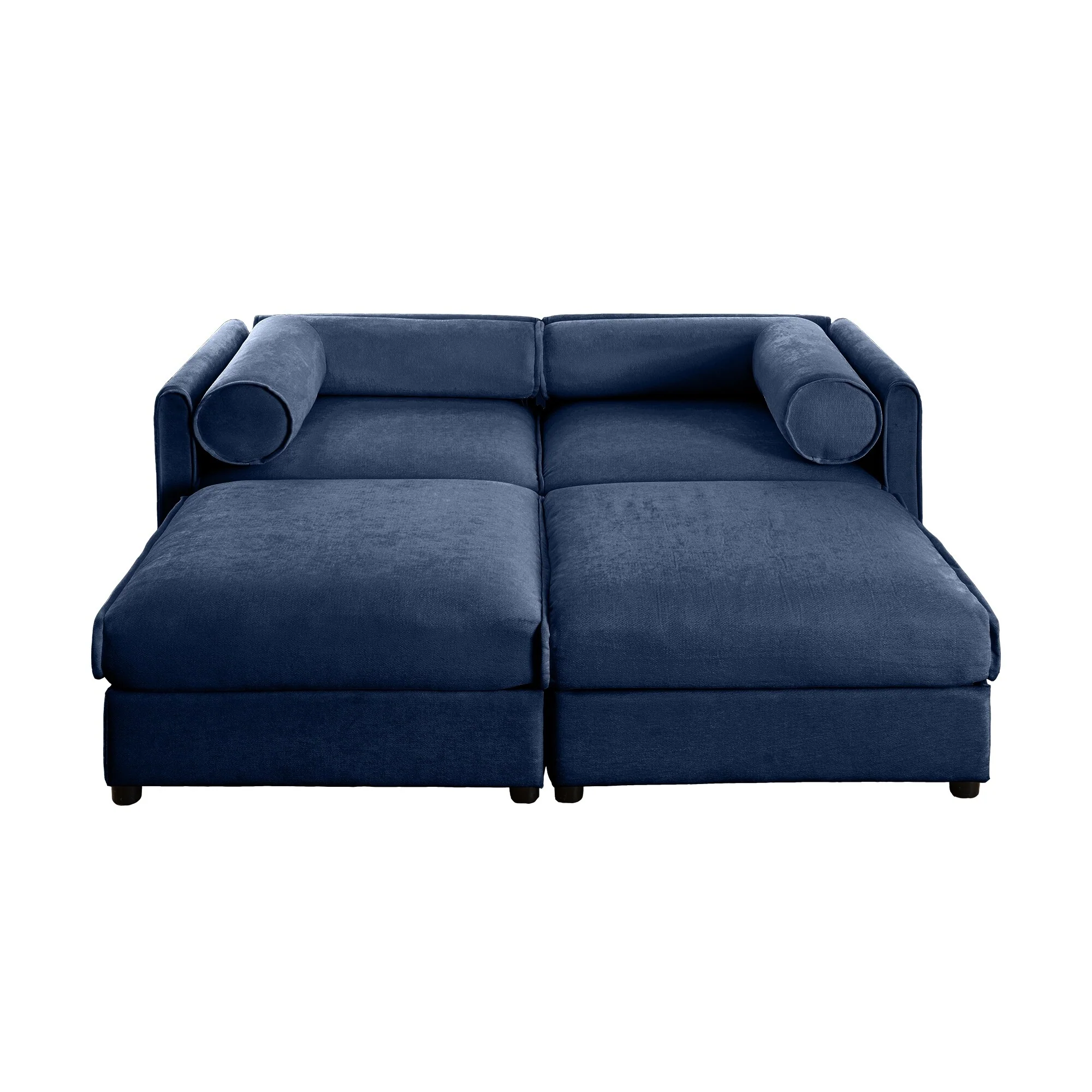 Chenille Loveseat Sectional Sofa Bed with Ottoman Storage Seat