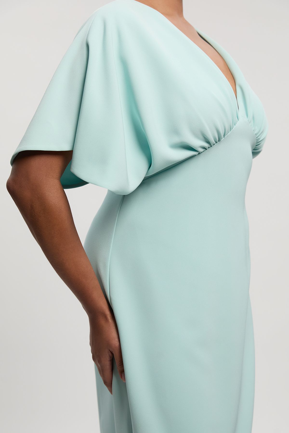 KarenMillen Plus Size Soft Tailored Waterfall Sleeve Maxi Dress