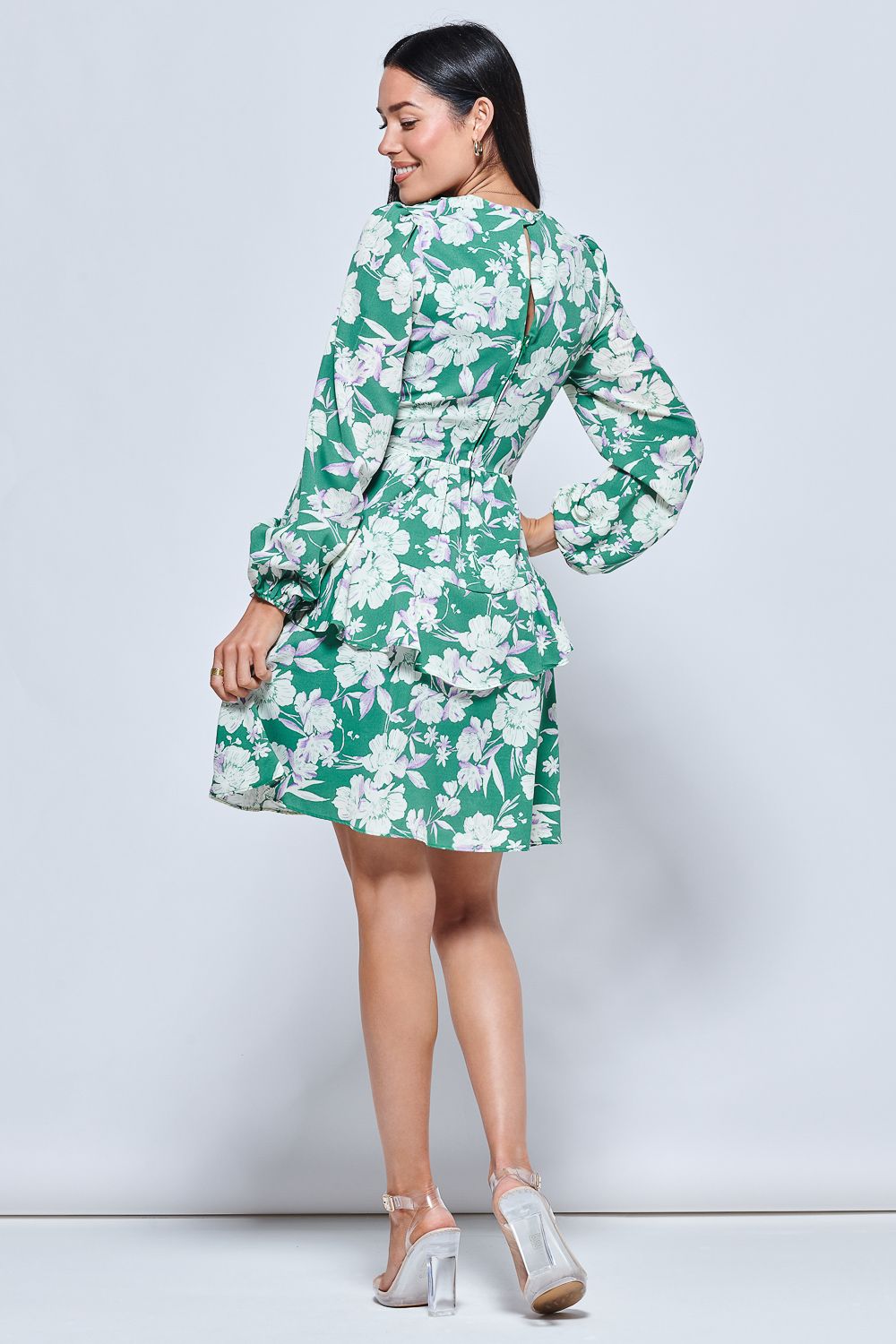 Jolie Moi Casey Long Sleeve Tie Front Dress