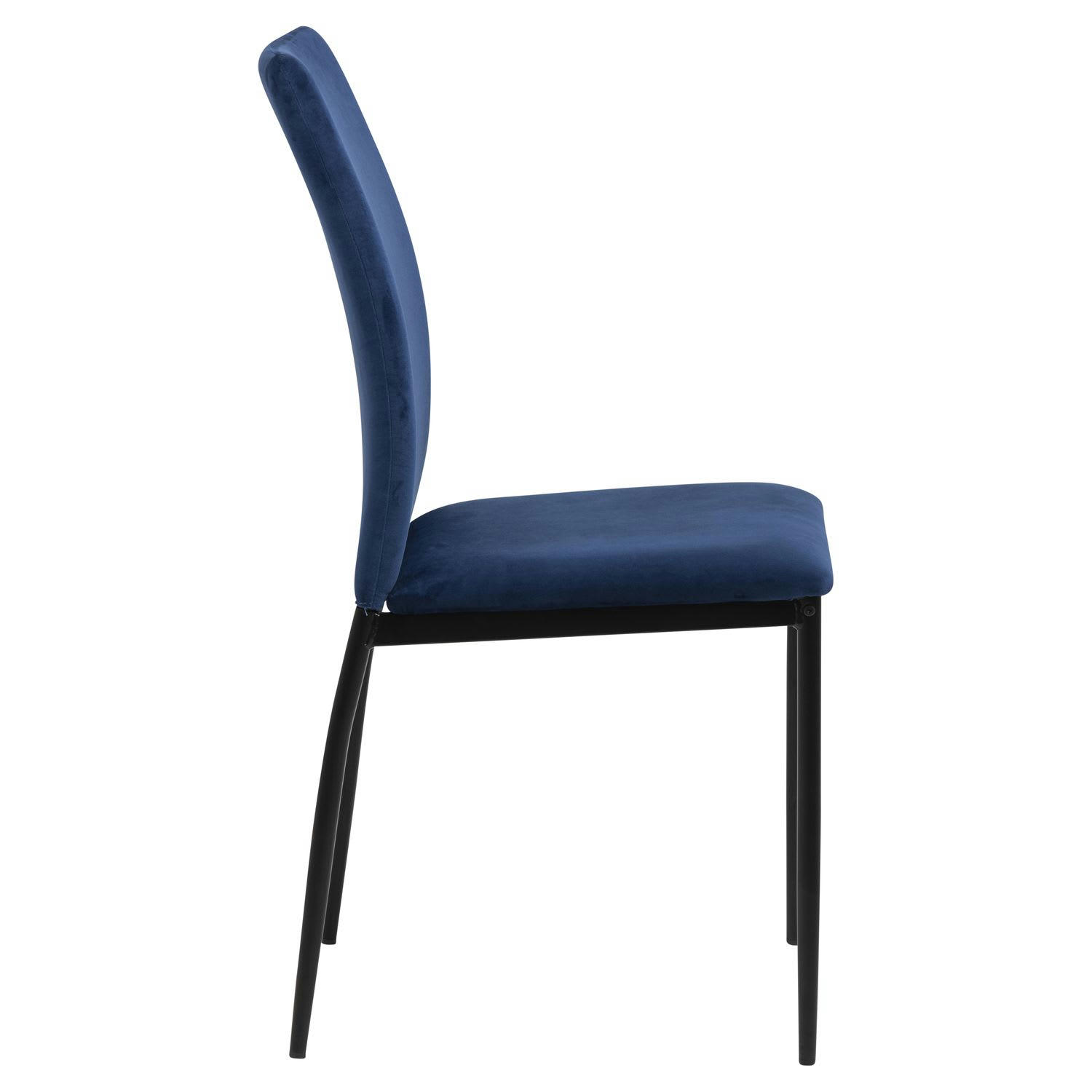 JULIA - Lot de 4 chaises de salle à manger en tissu et métal bleu