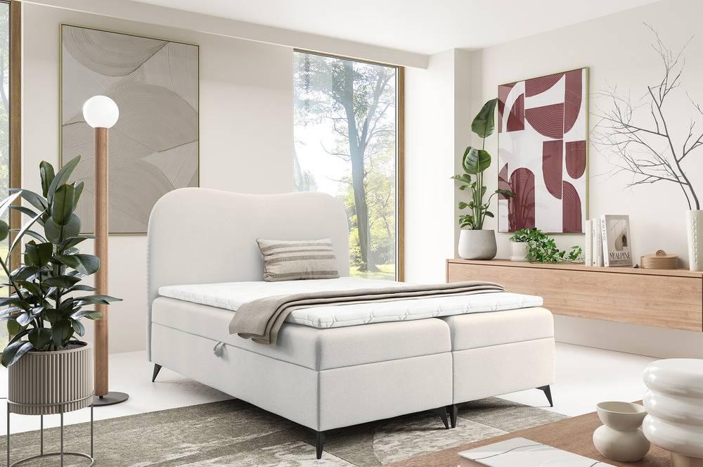 Boxspring Adler bouclé met opbergruimte 160 x 200 cm