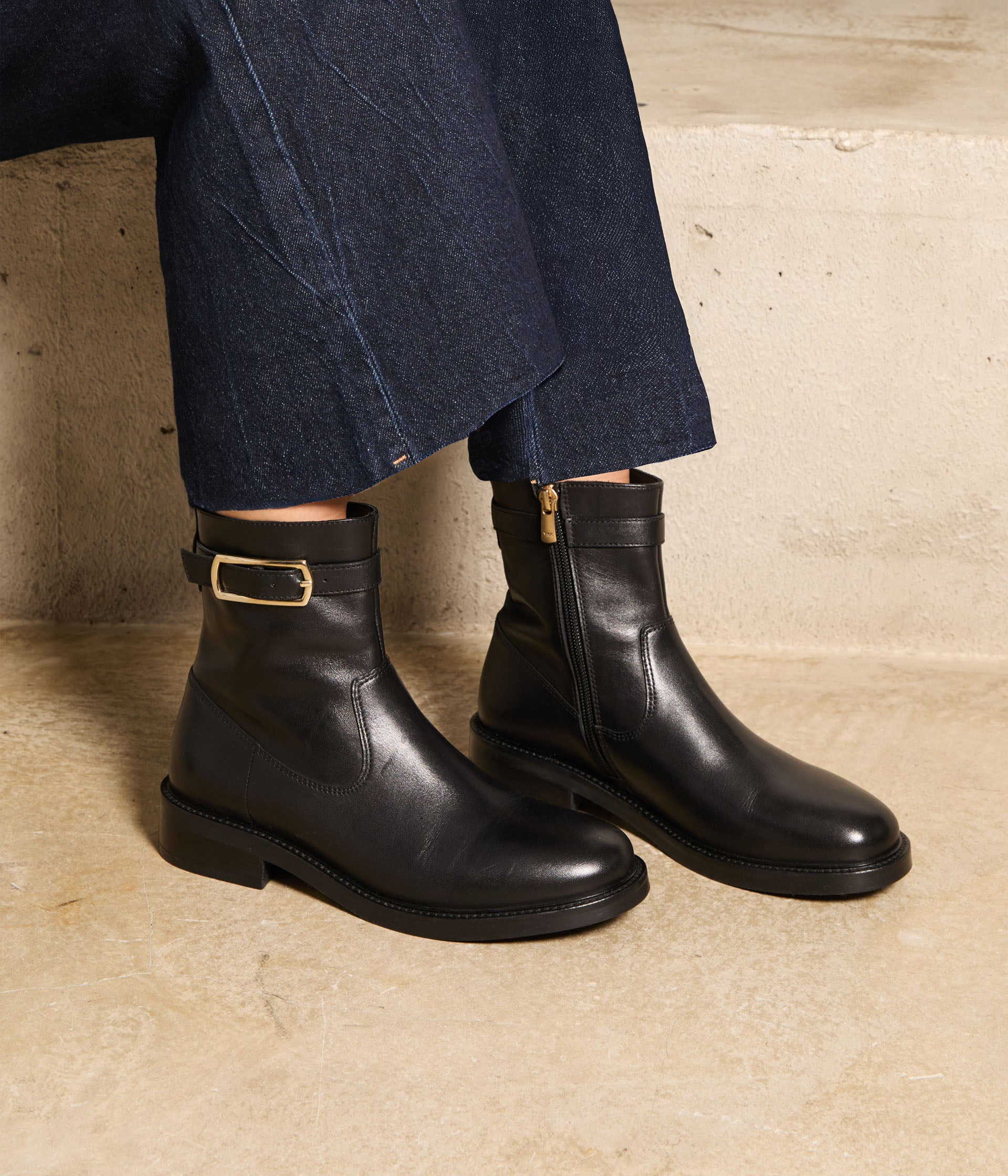 Boots en cuir noir Alanna