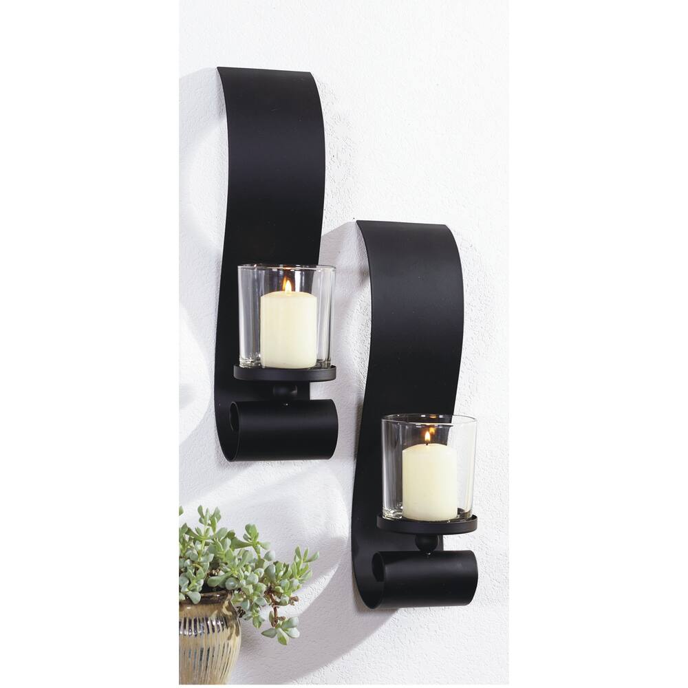 Northwood Collections Bold-II Glass Scone Candle Holders, Clear, 14-in, 2-pk
