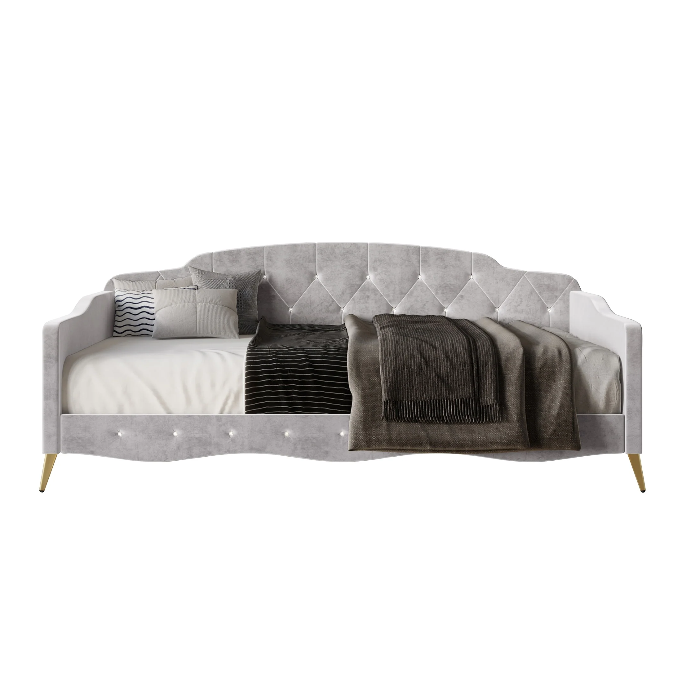 CraftPorch Velvet Crystal Button Tufted Twin Daybed