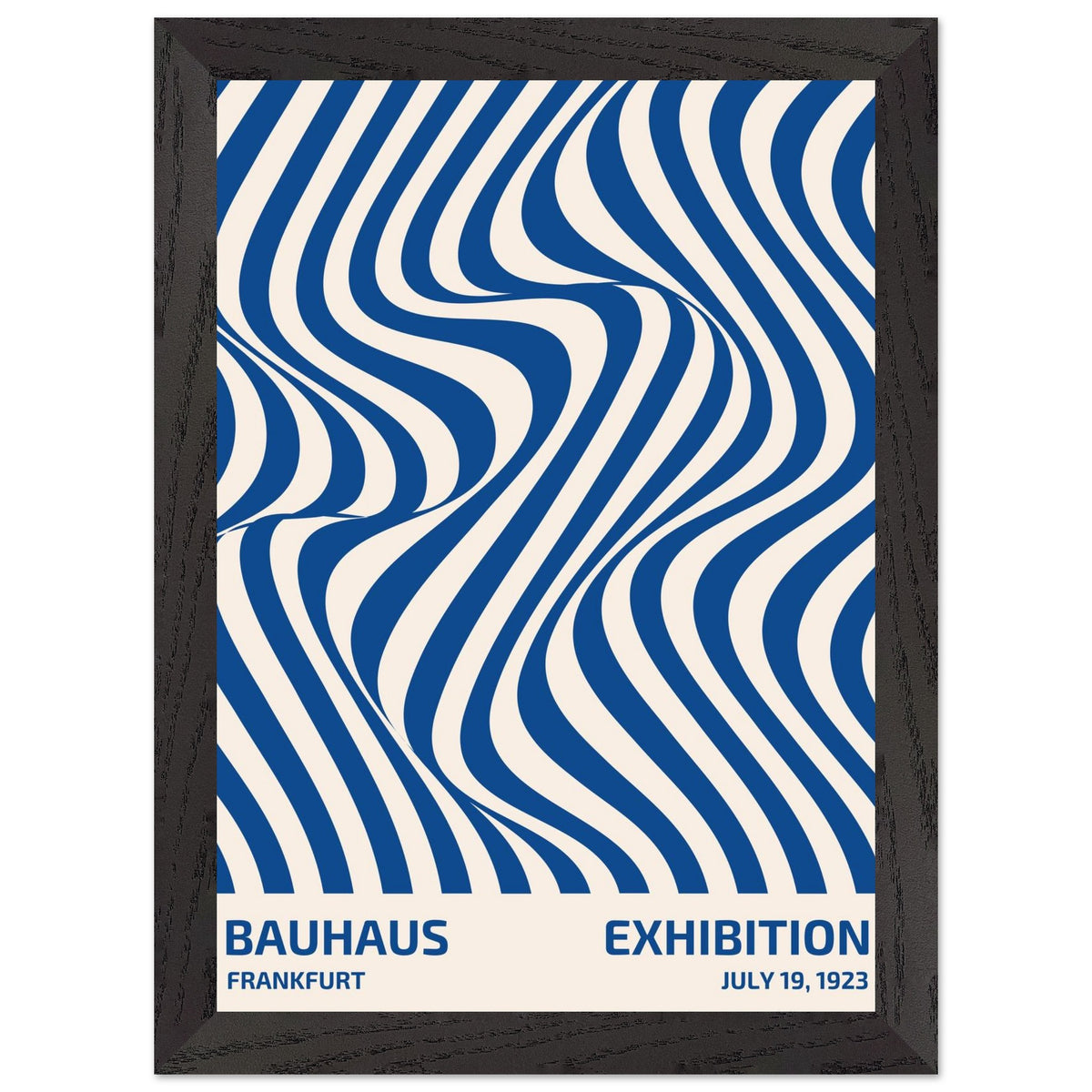 Artfulprints Poster met Lijst Bauhaus - Exhibition Frankfurt blue  - A4 21x29.7 cm - Blauw