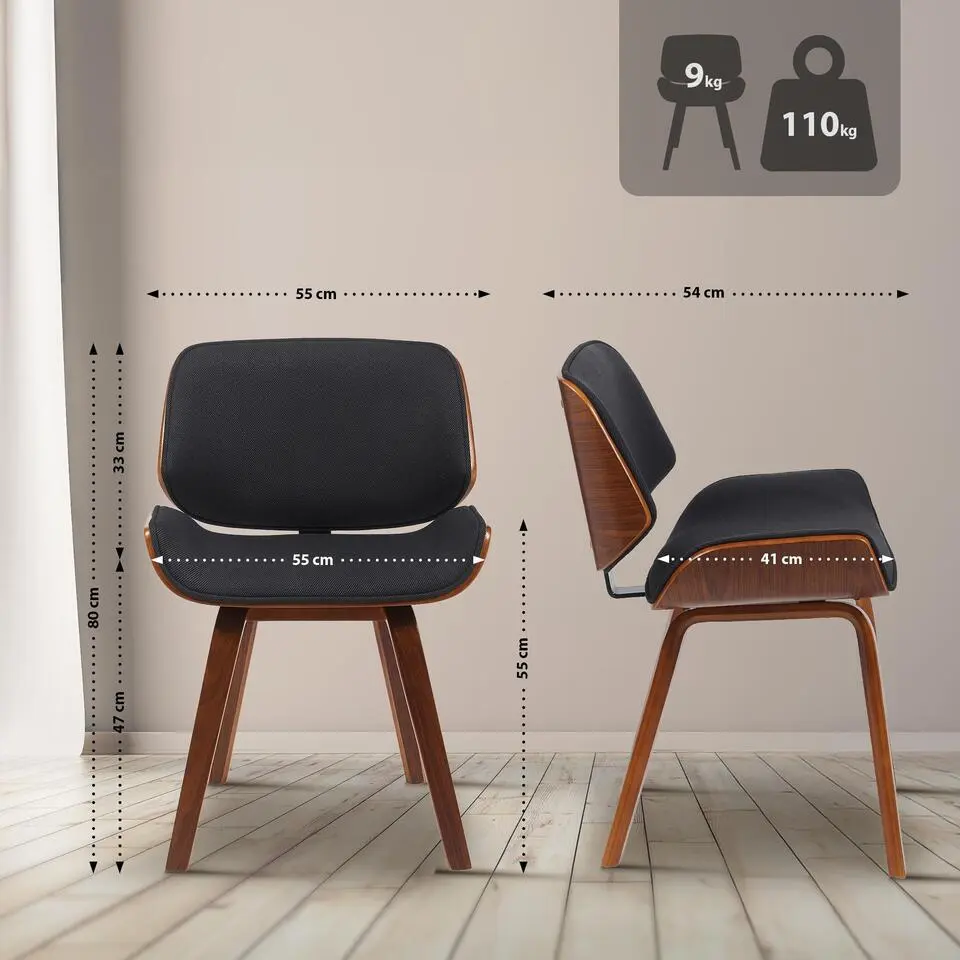 CLP Eetkamerstoel Beverley walnoot Frame - Stof - walnoot/zwart