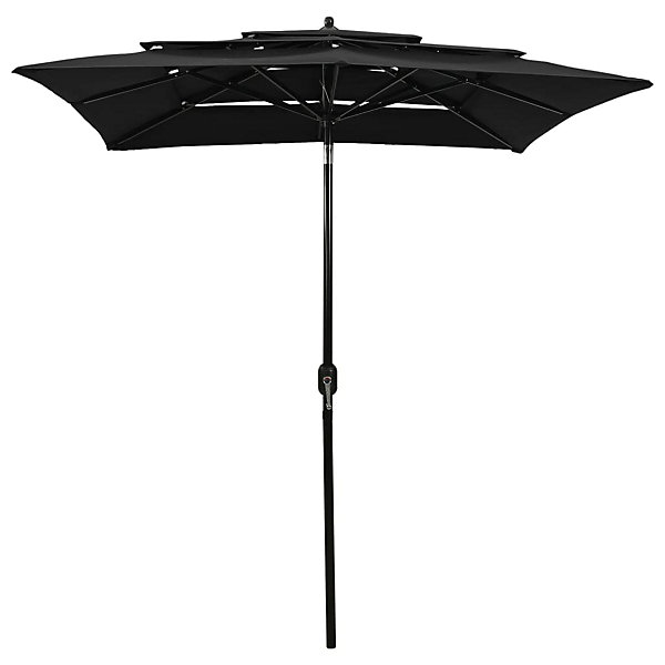 Parasol à 3 niveaux avec mât aluminium noir Helloshop26