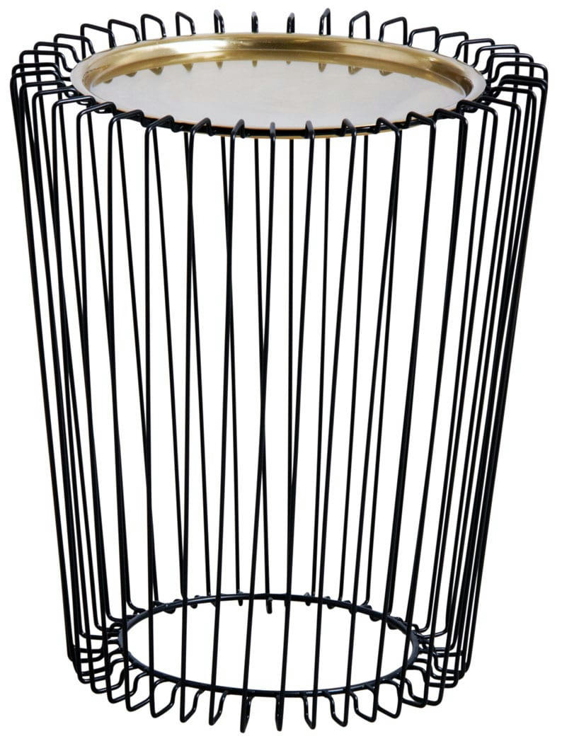 - Table d'appoint en métal noir plateau finition dorée