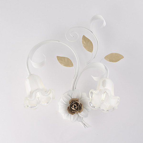 Cesto Applique en fer laqué blanc shabby 2 lumières .42 P.20 BL274-AP2-BCO