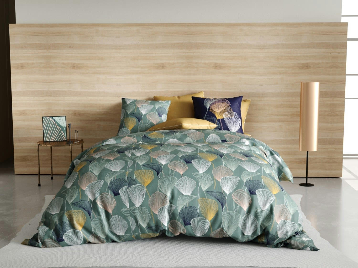 COTTEY - Parure housse de couette coton vert 140x200 cm