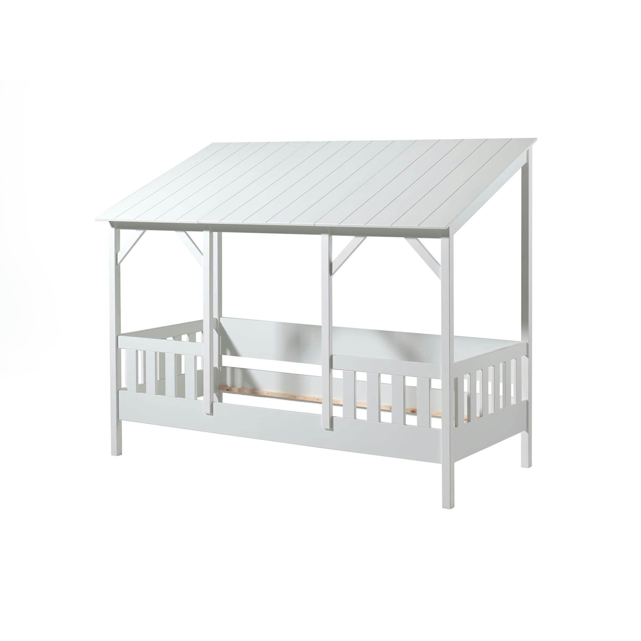 - Lit cabane enfant avec toit blanc en bois 90x200