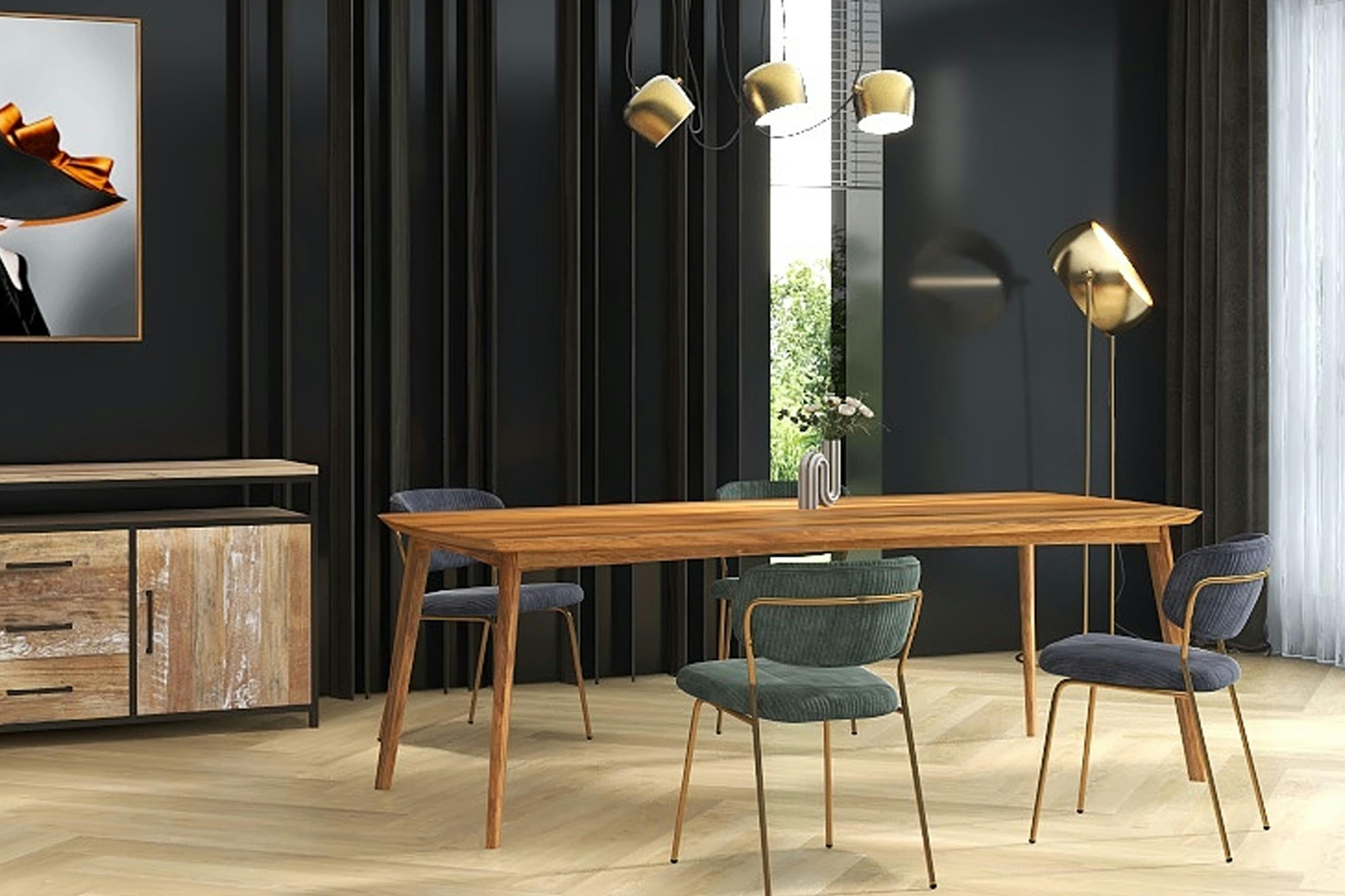 CLARA - Chaise en tissu côtelé Carbone et métal doré brossé (x2)