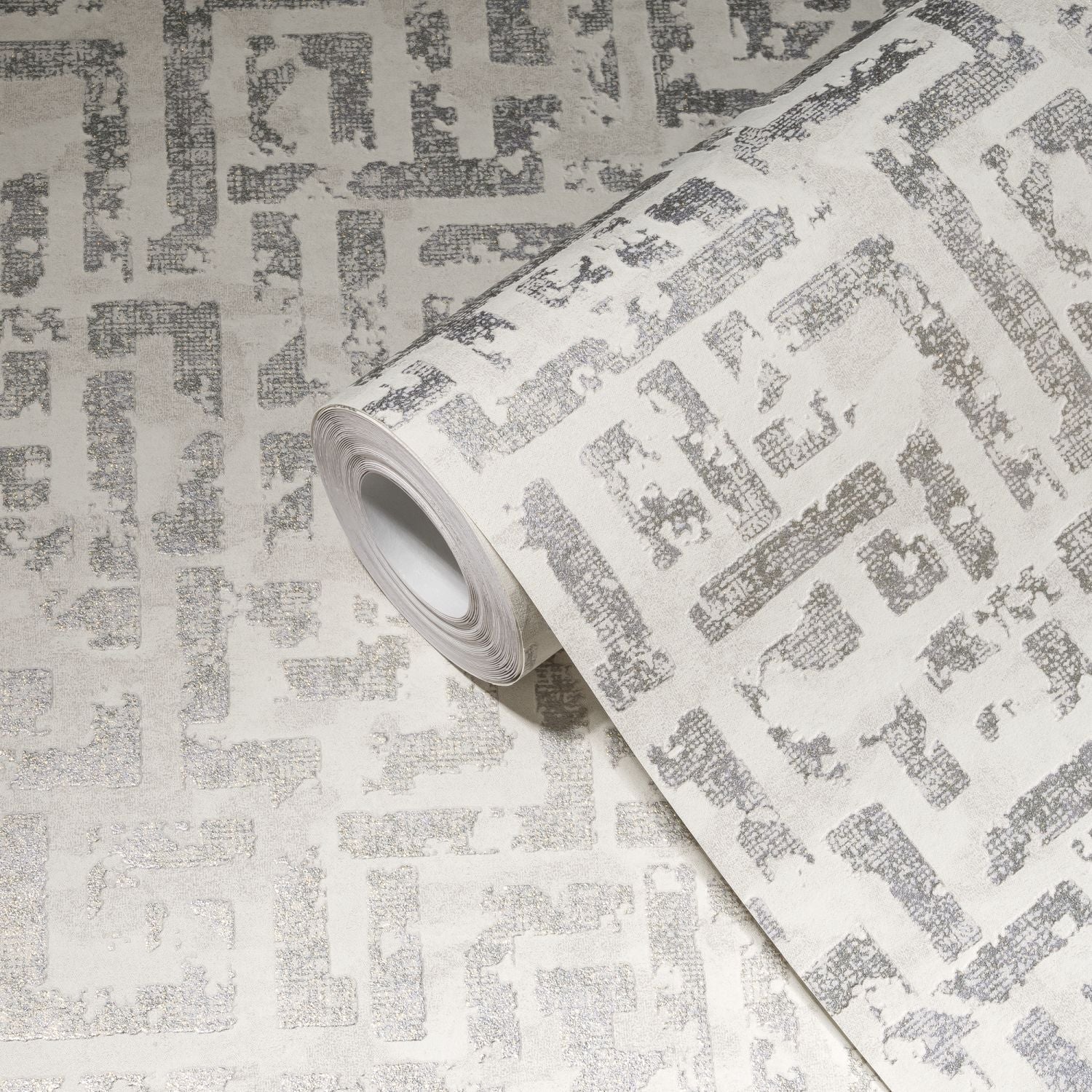 Livingwalls behang geometrische vormen crème, zilver en goud - 53 cm x 10.05 m - AS-386951