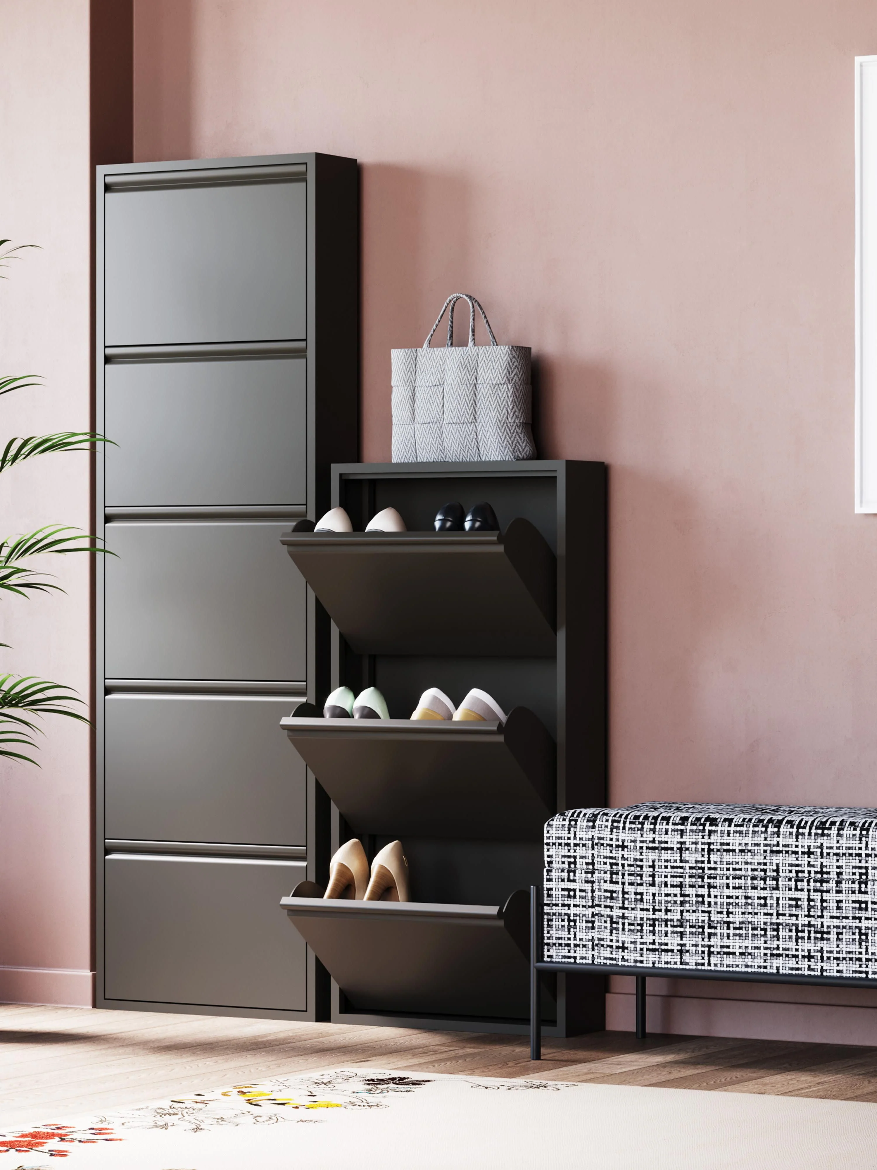 Wand-Schuhschrank Caruso mit Klappfächern