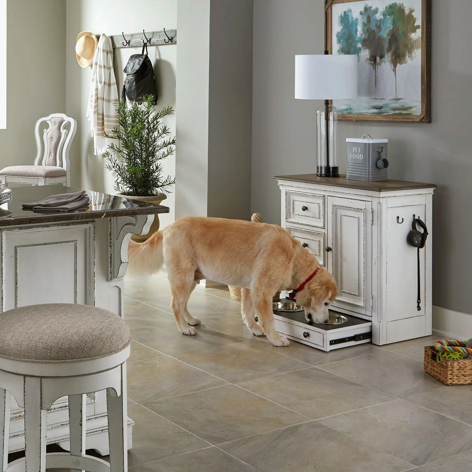 Liberty Furniture Magnolia Manor Pet Feeder Cabinet - Width 32 x Depth 17 x Height 32