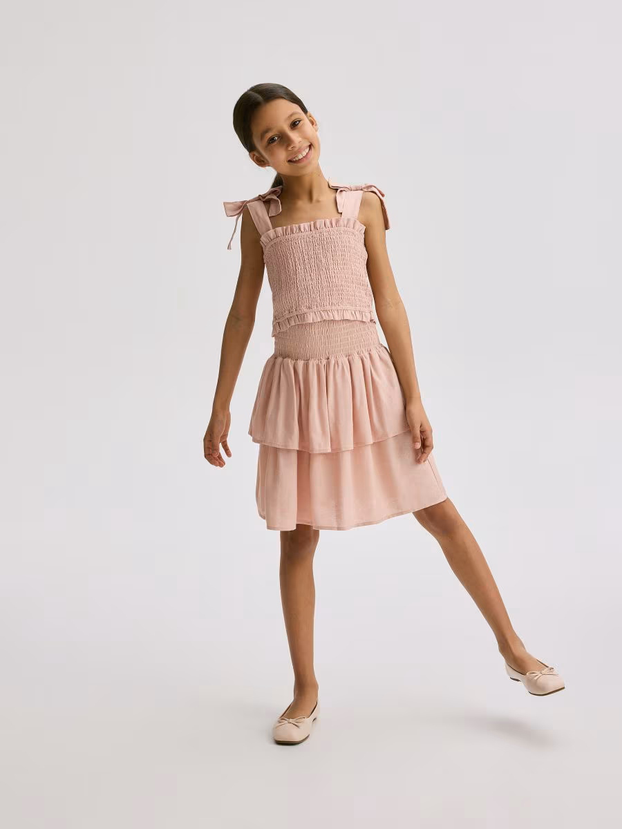 Ruffle Skirt With Linen Blend