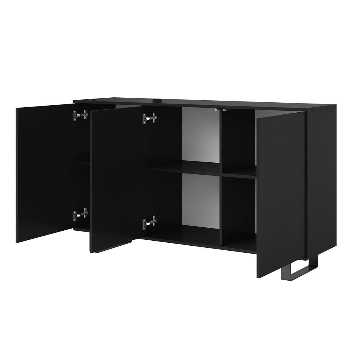 - Buffet 3 portes stratifiés, métal noir