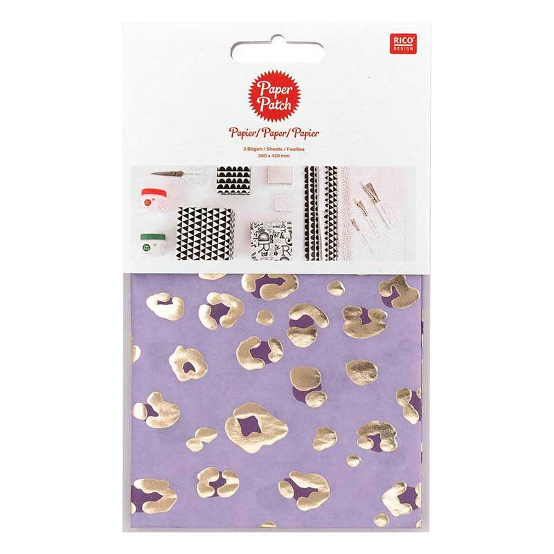 PATCH - Papier patch violet leo doré 30x42cm