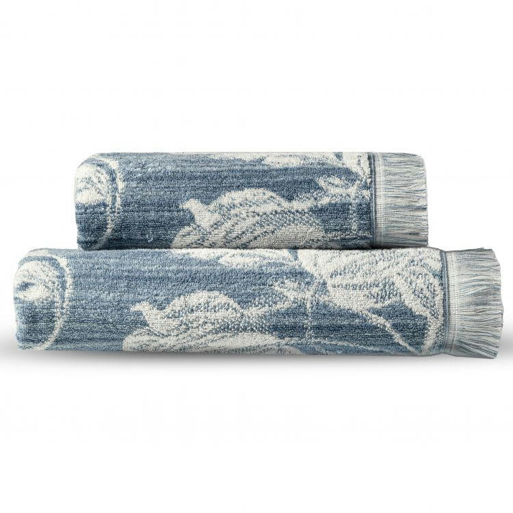 FANTASY FRANGES - Serviette de toilette en Coton Bleu 50x100 cm