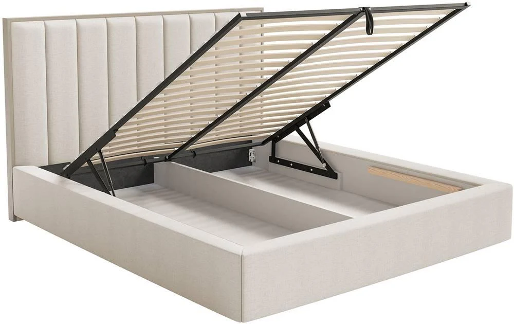 Bedframe Taavi chenille met opbergruimte en verlichting 160 x 200 cm