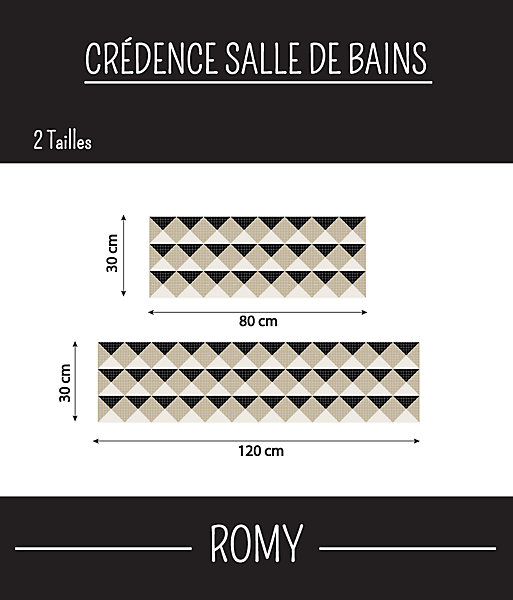 Crédence salle de bain ROMY 120 cm 30 cm Ma Nouvelle Déco