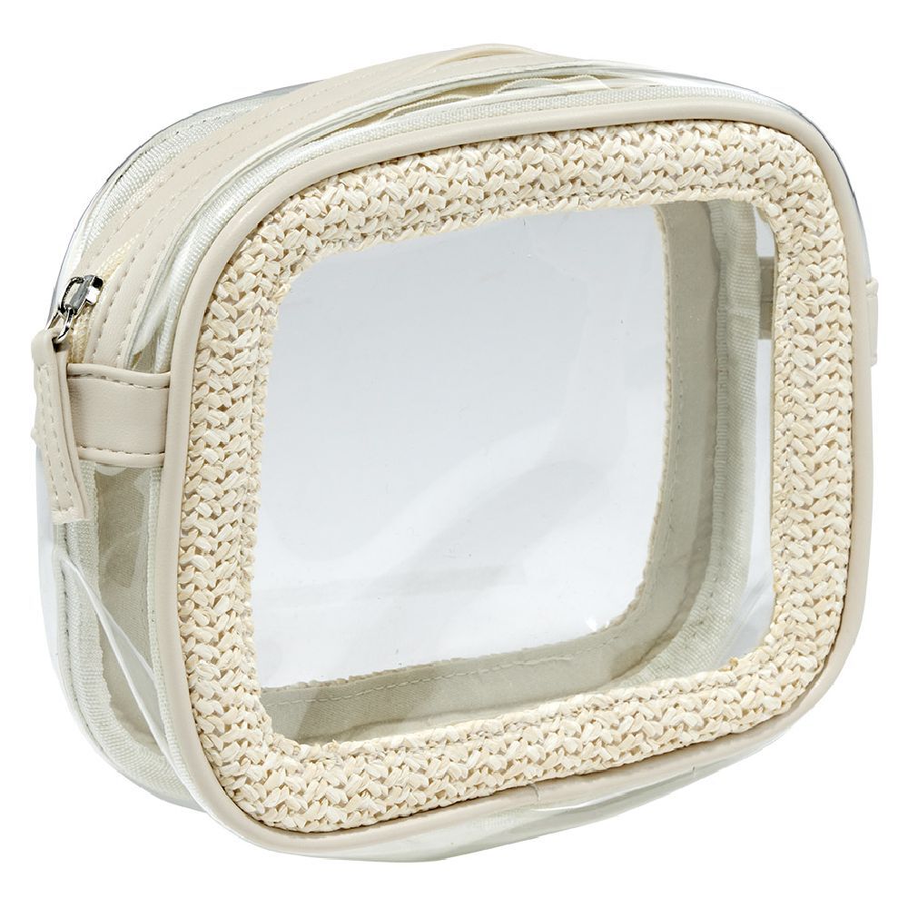 Trousse à cosmétique transparente et beige 19x5xH15,5cm