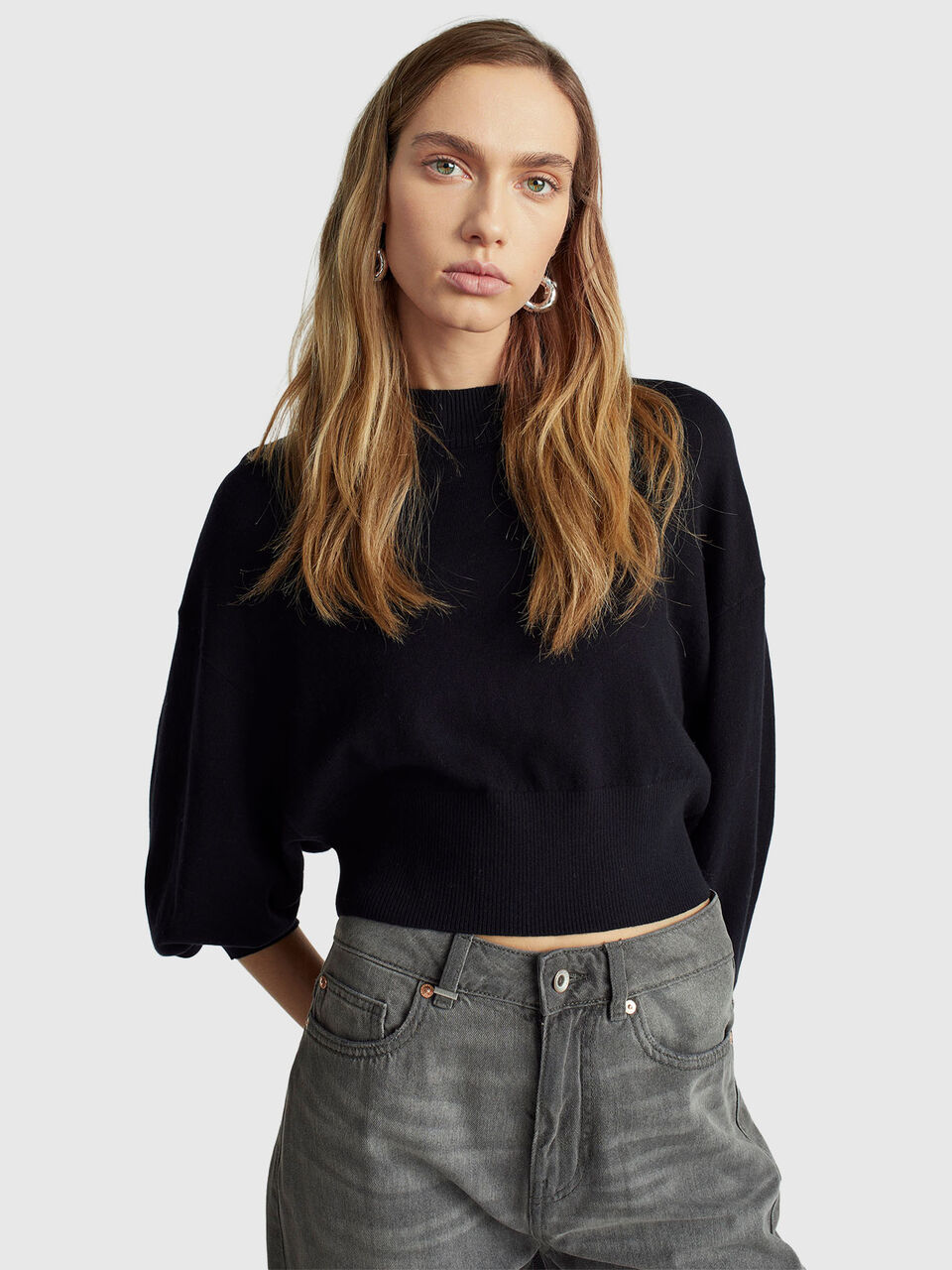 Cropped turtleneck sweater