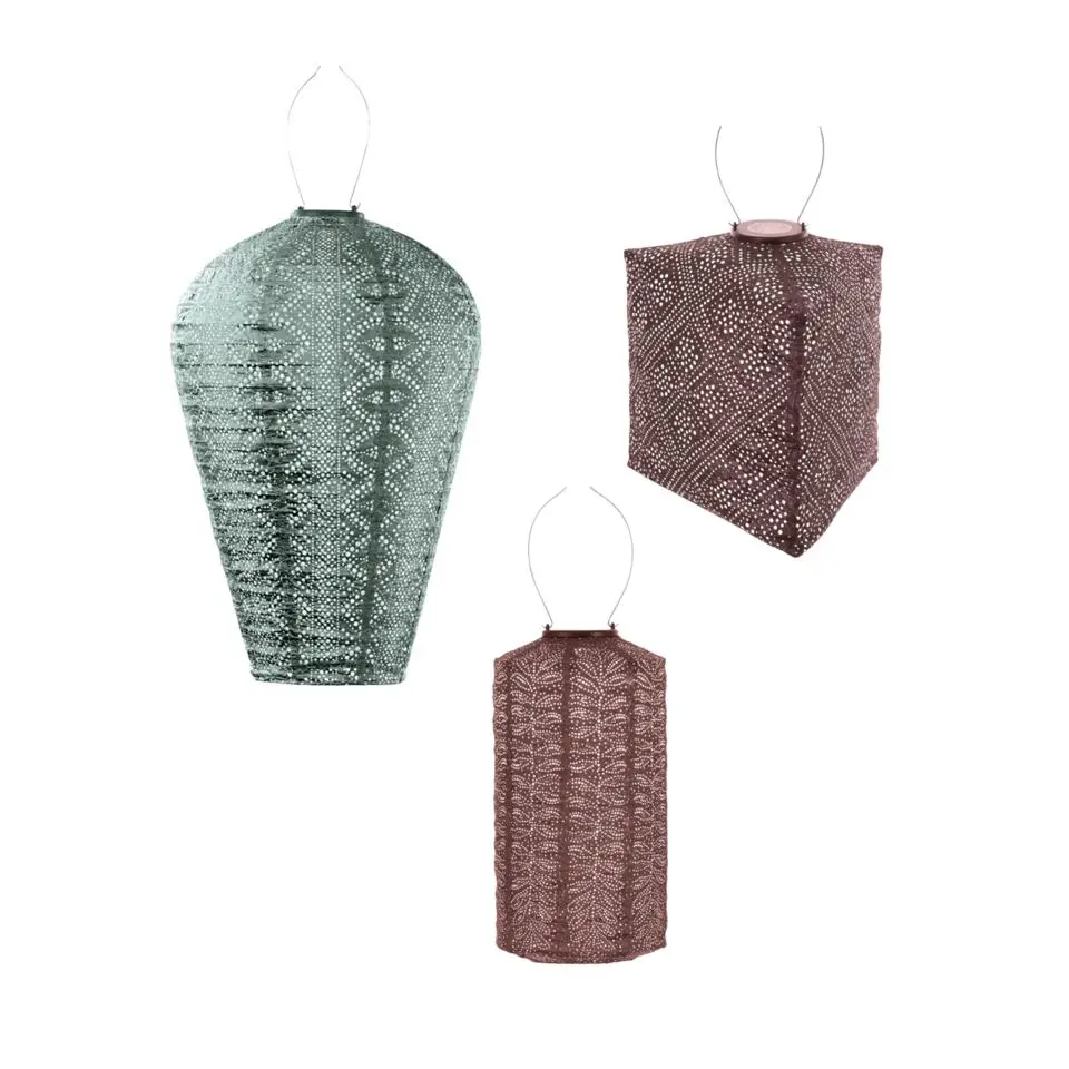 Lumiz Lampion op zonne energie - Solar tuinverlichting - Monaco Set - 3 stuks